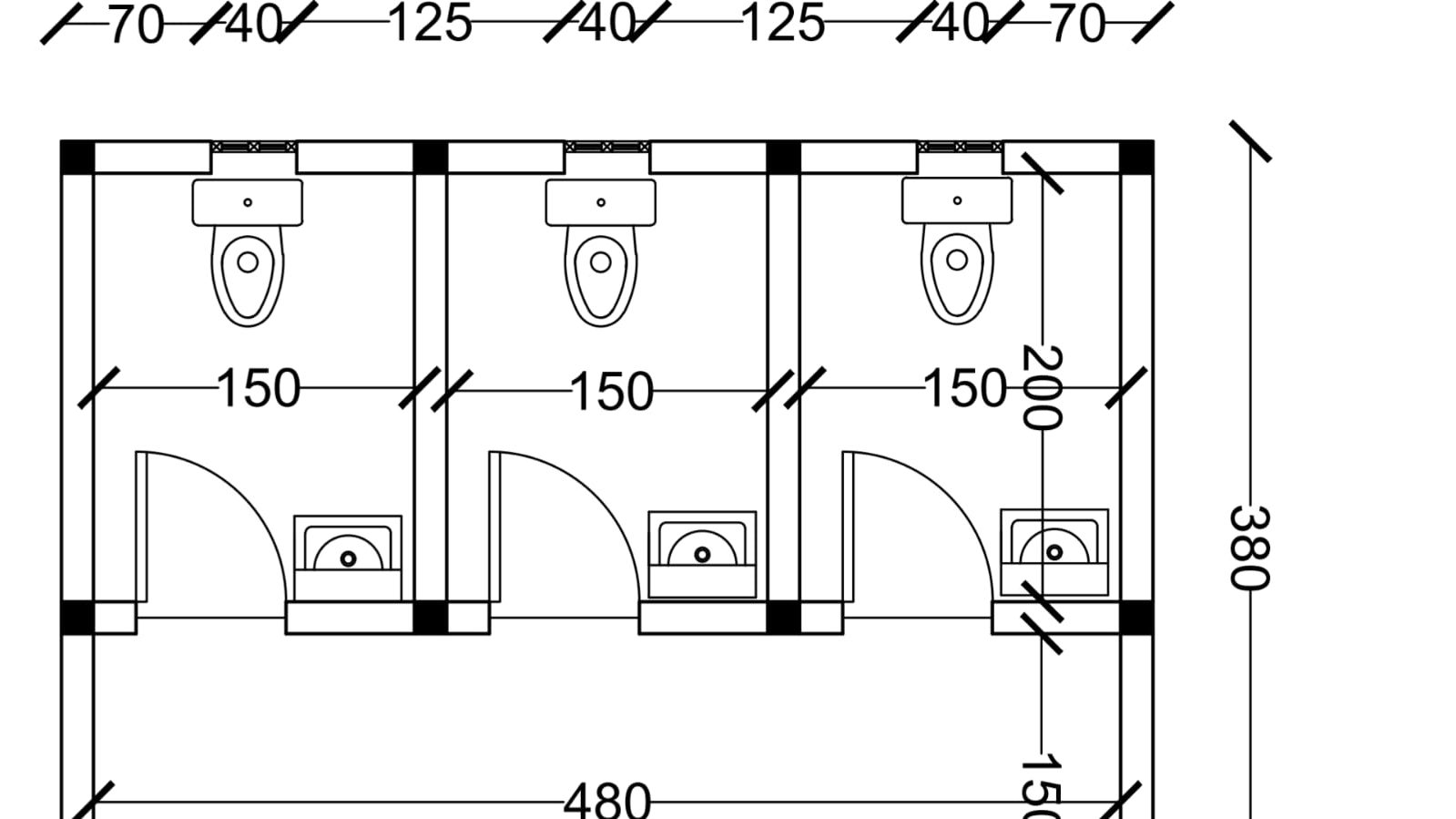 Plan de l'extension - Sanitaires